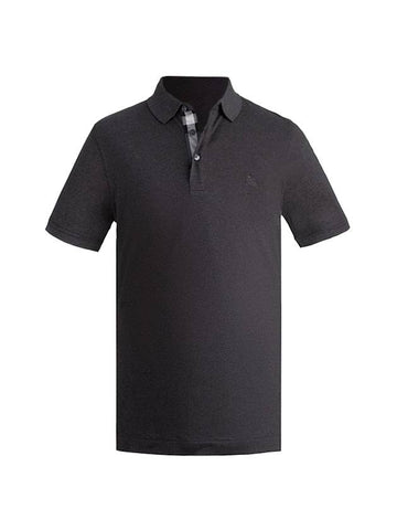 Wheeler Embroidered Logo Cotton Polo Shirt Charcoal - BURBERRY - BALAAN 1