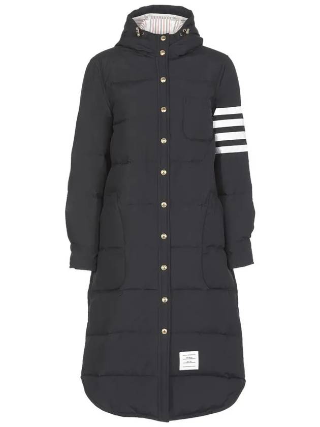 Downfilled Ripstop Classic 4 Striped Hoodie Down Long Padding Navy - THOM BROWNE - BALAAN 3