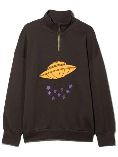 Kids UFO Embroidery Half Zip Up Black 2212014 099 - MINI RODINI - BALAAN 1