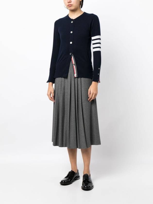 Cashmere Crew Neck Cardigan Navy - THOM BROWNE - BALAAN 3