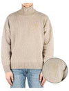 Logo Embroid Knit Turtleneck Beige - AMI - BALAAN 2