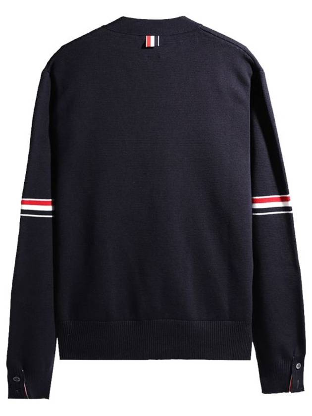 Milano Stitch Sprite Armband Cotton V-neck Cardigan Navy - THOM BROWNE - BALAAN 3