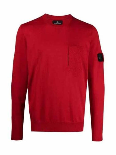 Shadow Project Pocket Crew Neck Knit Top Red - STONE ISLAND - BALAAN 1