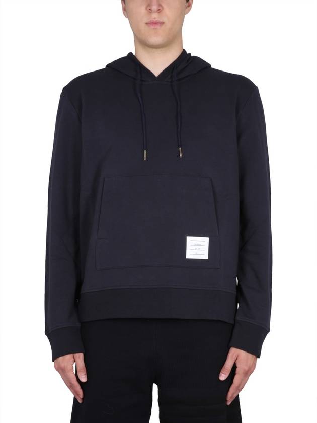 Loopback Broderie Anglaise Relaxed Cotton Hoodie Navy - THOM BROWNE - BALAAN 2