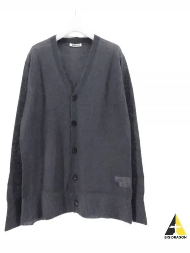 24 KID MOHAIR SHEER KNIT CARDIGAN DARK GRAY A24SC01FG - AURALEE - BALAAN 1