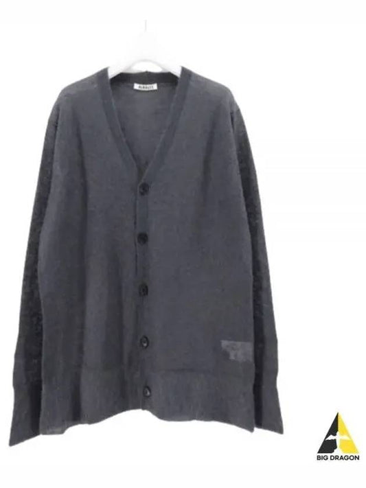 KID MOHAIR SHEER KNIT CARDIGAN DARK GRAY A24SC01FG Kid mohair sheer knit cardigan - AURALEE - BALAAN 1