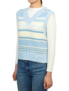 Striped Soft Wool Gilet Vest Light Blue - GANNI - BALAAN 3