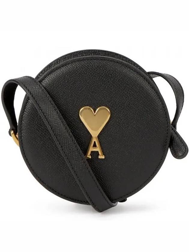 Round Paris Paris Leather Cross Bag Black - AMI - BALAAN 2