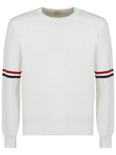 Men's Milan Stitch Armband Crew Neck Knit Top White - THOM BROWNE - BALAAN 2