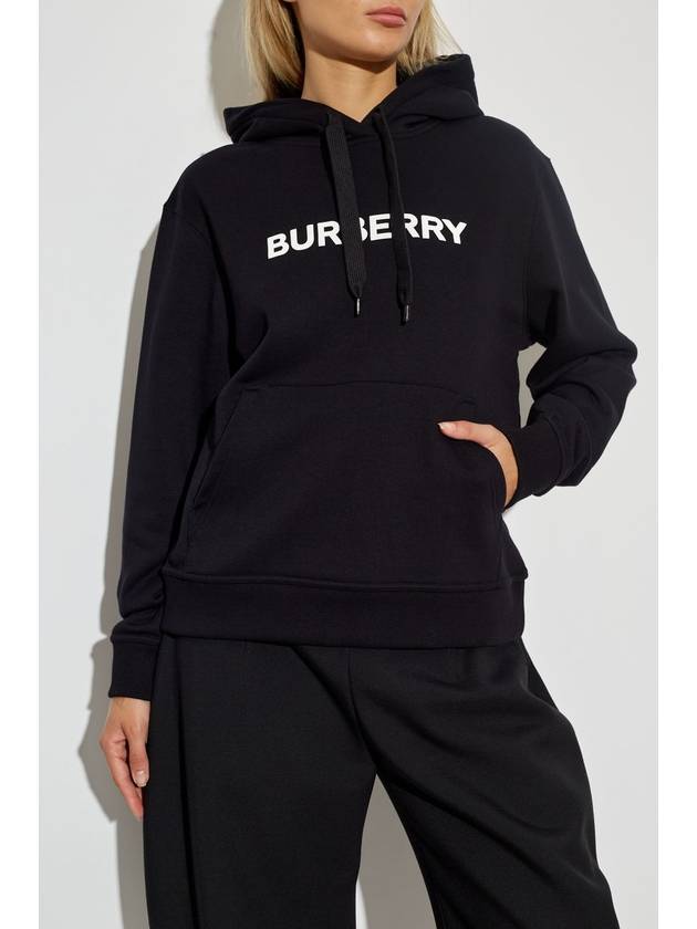 Logo Print Drawstring Hoodie Black - BURBERRY - BALAAN 4