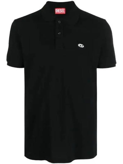 Slim Fit Organic Cotton Polo Shirt Black - DIESEL - BALAAN 2