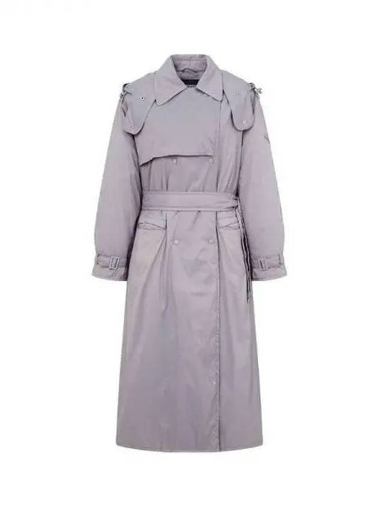 Women s Detachable Hooded Trench Padded Coat Gray 270659 - EMPORIO ARMANI - BALAAN 1