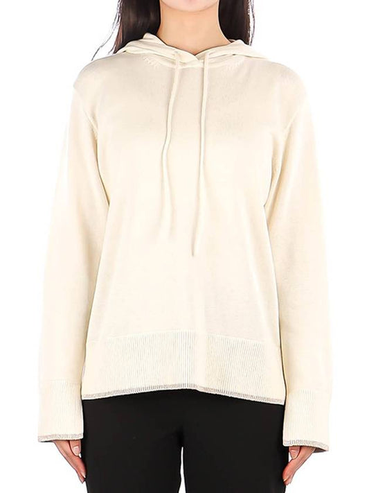 Women's Relax RELAXED Cashmere Cotton Hooded Top Beige - THEORY - BALAAN.