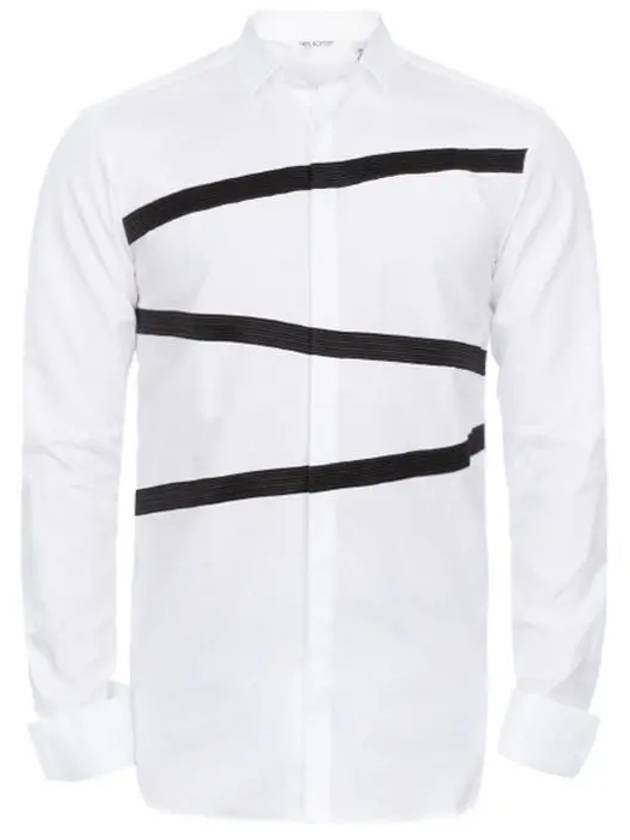 Diagonal stripe embroidery white shirt 648S - NEIL BARRETT - BALAAN 6