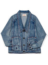 Men's I4SJ02BL Flipped Wave Denim Jacket Denim - IOEDLE - BALAAN 3