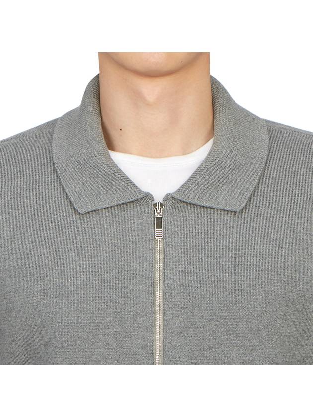 RWB arm banding Milanese stitch collar zip-up jacket gray - THOM BROWNE - BALAAN.