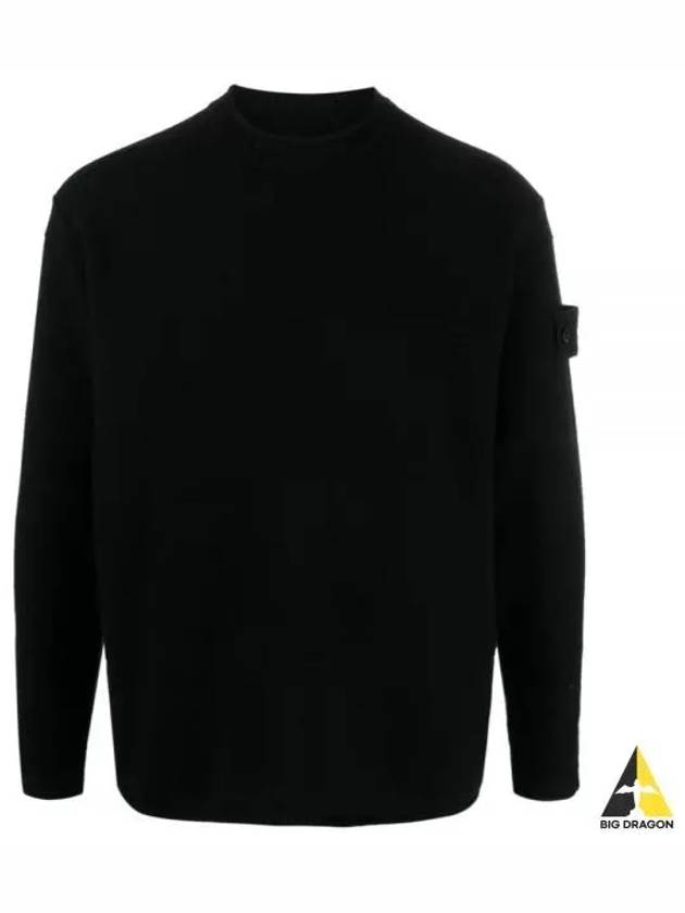 Ghost Piece Crew Neck Wool Knit Top Black - STONE ISLAND - BALAAN 2