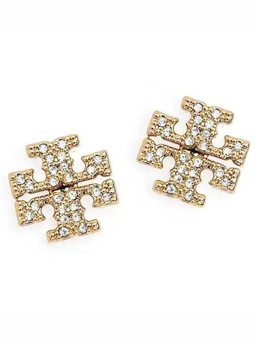 Crystal Logo Stud Earrings Gold - TORY BURCH - BALAAN 1