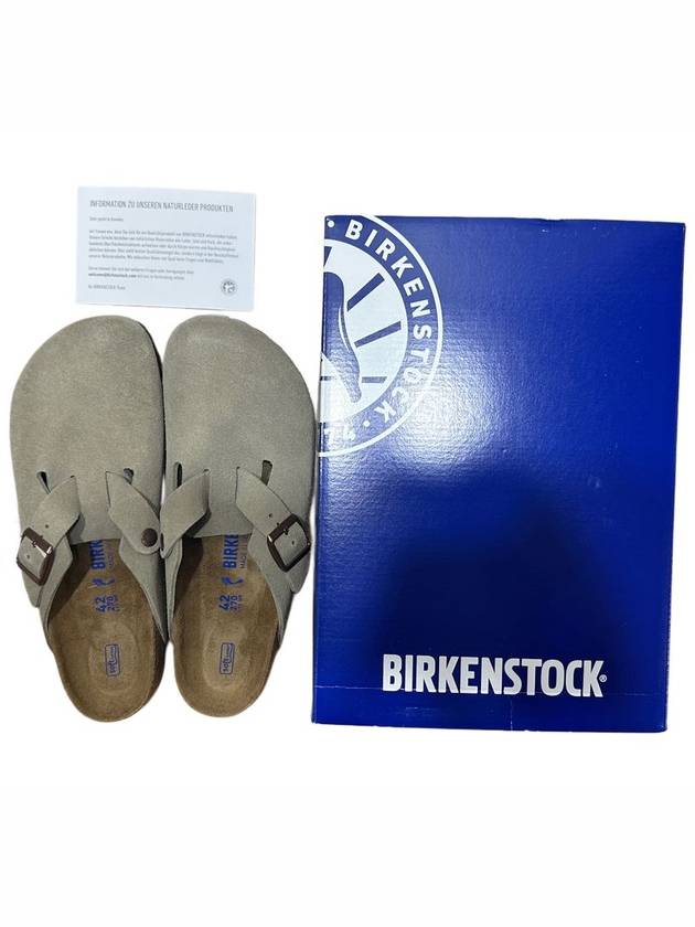 Boston Soft Footbed Suede Medium Narrow Slippers Taupe - BIRKENSTOCK - BALAAN 7