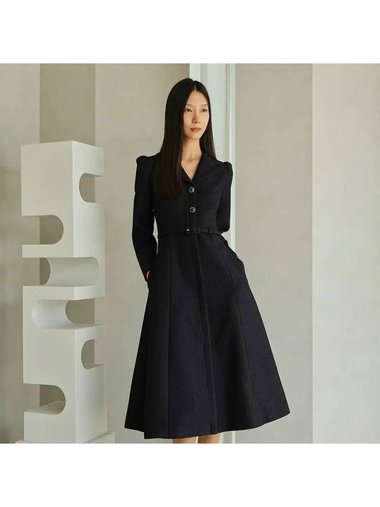 VIOLETTA Tailored Collar Tweed Dress navy - AME - BALAAN 2