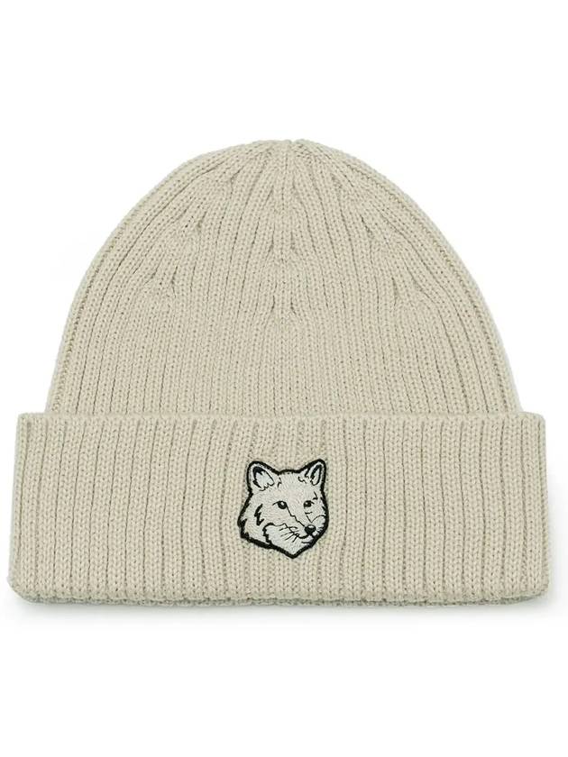 Wool Fox Head Beanie Light Beige - MAISON KITSUNE - BALAAN 3