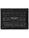 Classic Logo Crocodile Card Wallet Black - SAINT LAURENT - BALAAN 1