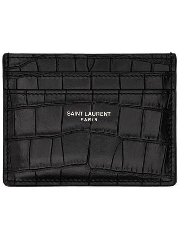 Classic Logo Crocodile Card Wallet Black - SAINT LAURENT - BALAAN 1