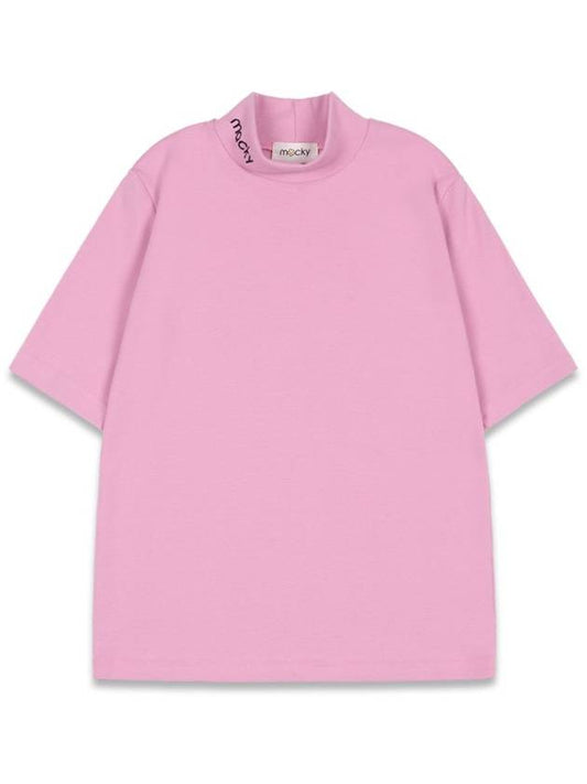 Women s Basic Logo Half Neck T Shirt Pink MCFW24LT5PK - MACKY - BALAAN 2