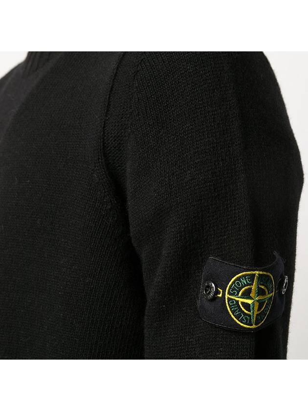 Lambswool Crewneck Knit Top Black - STONE ISLAND - BALAAN 3