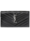 Matelasse Monogram Flap Long Wallet Black - SAINT LAURENT - BALAAN 1