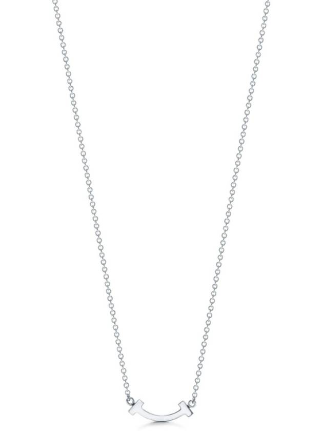 T Smile Pendant 18K Diamond Necklace Silver - TIFFANY & CO. - BALAAN 4