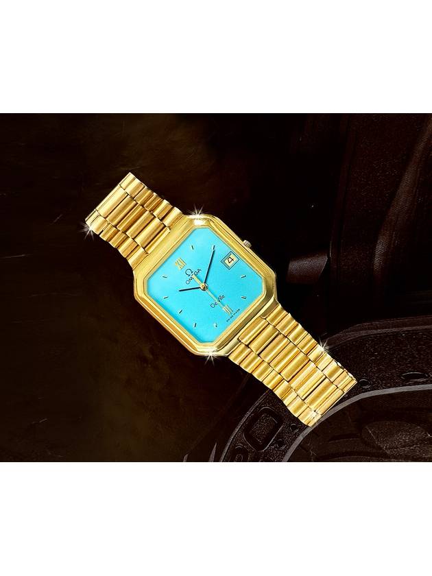 Rare Deville Turquoise Blue Dial Unisex Gold Band Watch - OMEGA - BALAAN 2