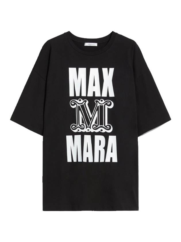 Carlo Logo Cotton Short Sleeve T-Shirt Black - MAX MARA - BALAAN 1