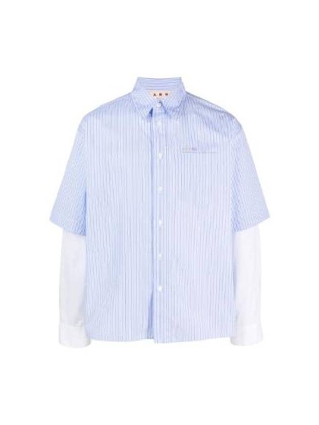 Logo Stripe Long Sleeve Shirt Blue - MARNI - BALAAN 2