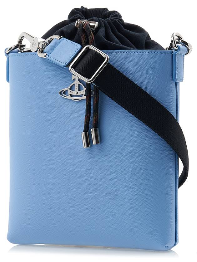 Saffiano Drawstring Cross Bag Blue - VIVIENNE WESTWOOD - BALAAN 3