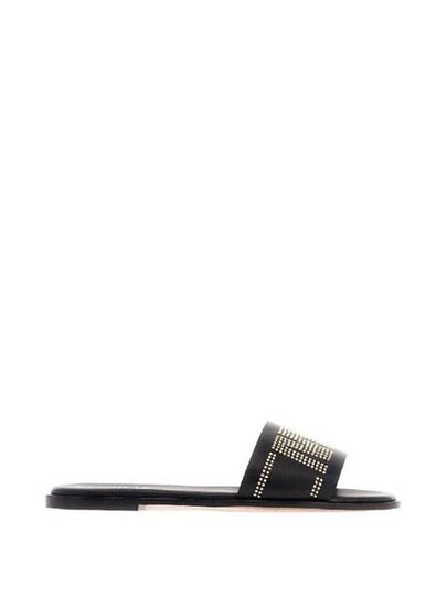 Dway Calfskin Gold Finish Studs Slippers Black - DIOR - BALAAN 2