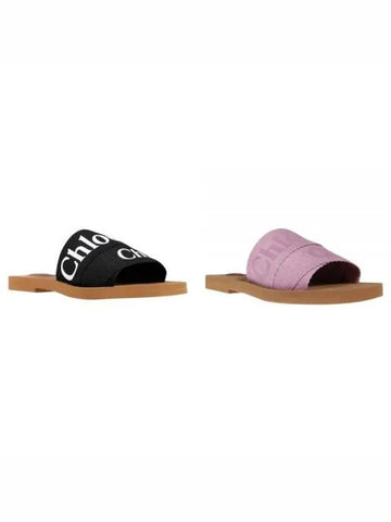 Chloe Women s Woody Logo Slide Slippers Blackpink CHC22U188Z3 - CHLOE - BALAAN 1