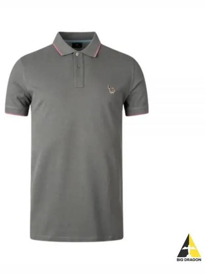 Zebra Logo Regular Fit Short Sleeve Polo Shirt Grey - PAUL SMITH - BALAAN 2