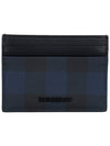 Check Leather Card Wallet Navy - BURBERRY - BALAAN 3