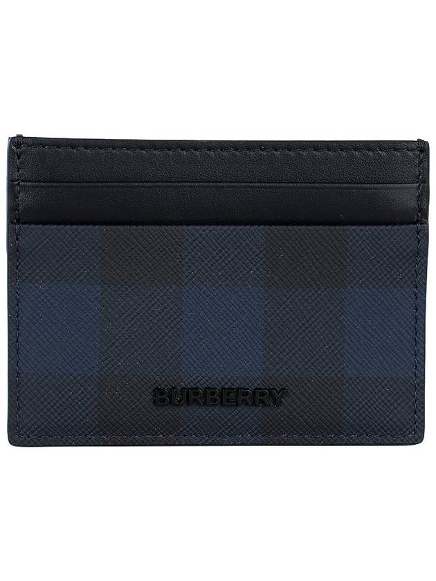 Check Leather Card Wallet Navy - BURBERRY - BALAAN 3