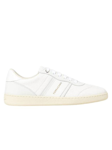 Logo Leather Low Top Sneakers White - SALVATORE FERRAGAMO - BALAAN 1