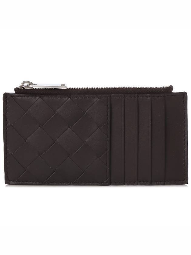 Intrecciato Zipper Card Wallet Dark Brown - BOTTEGA VENETA - BALAAN 1