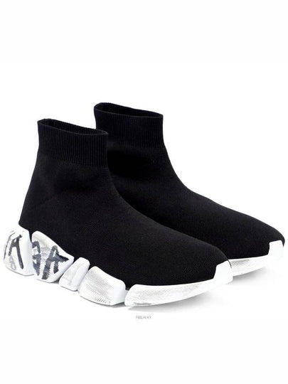 Speed ​​2.0 Graffiti Knit High Top Sneakers Black - BALENCIAGA - BALAAN 2