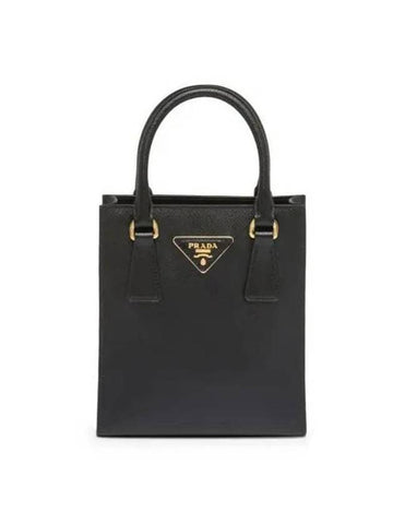Women's Triangle Logo Saffiano Leather Tote Bag Nero - PRADA - BALAAN 1