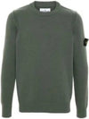 Logo Patch Lambswool Crewneck Knit Top Green - STONE ISLAND - BALAAN 2