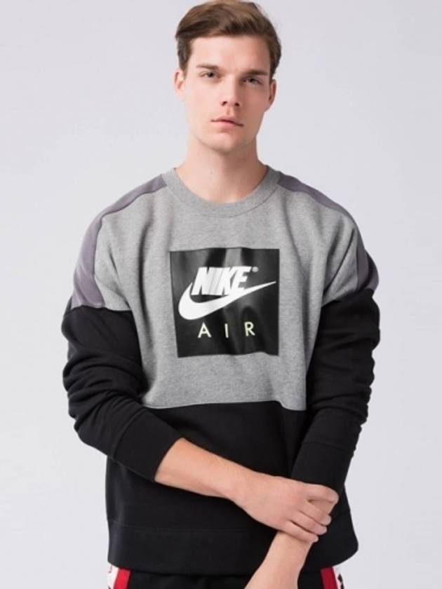 01886050091Air Fleece Crew TshirtGrey Black - NIKE - BALAAN 1