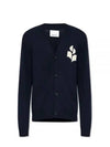 Men's Logo Intarsia Cardigan Navy - ISABEL MARANT - BALAAN 2