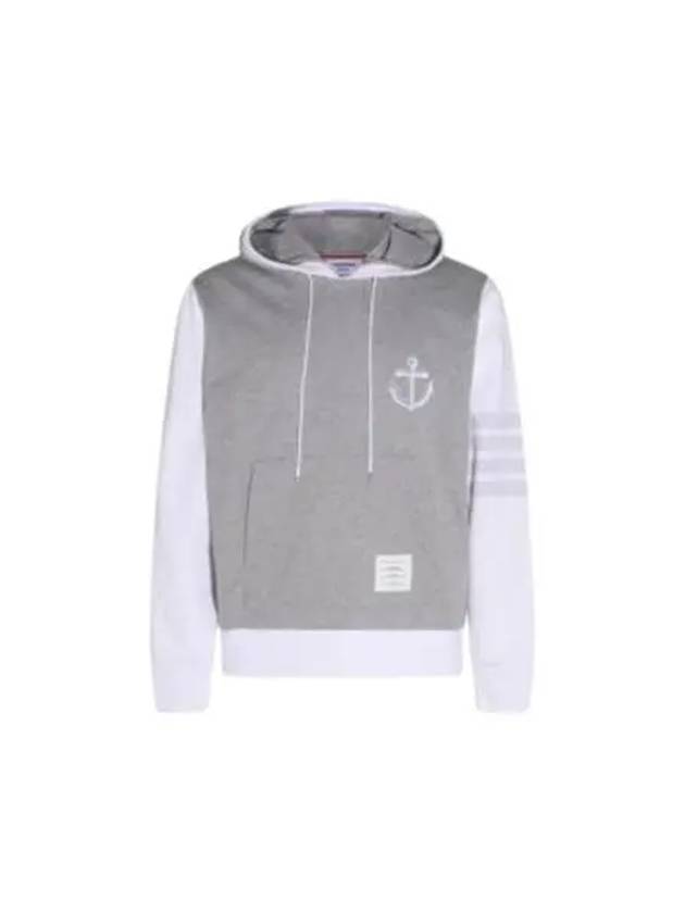 Funmix Lightweight Anchor Loopback 4 Bar Hoodie Grey - THOM BROWNE - BALAAN 2