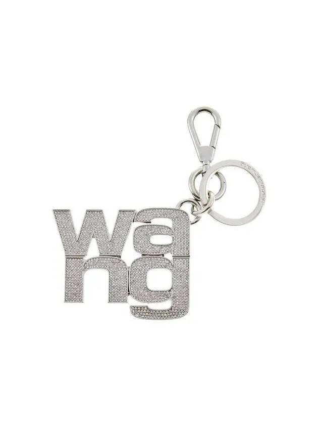 Crystal Big Logo Keychain Silver - ALEXANDER WANG - BALAAN 1