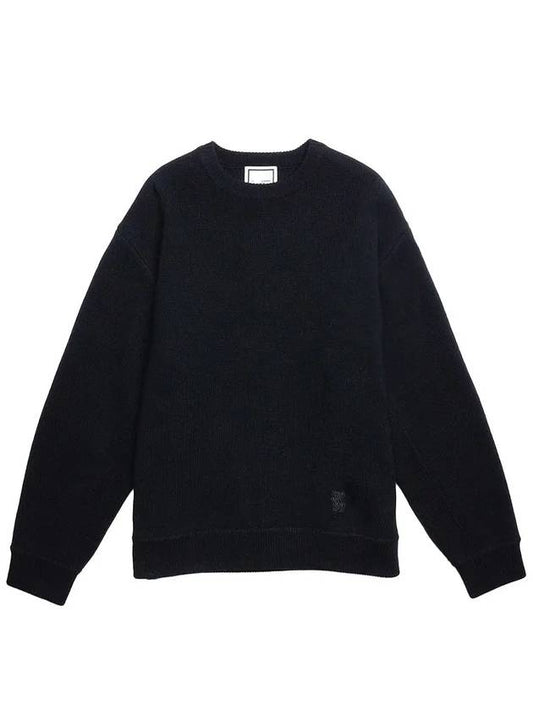 Men's Wool Crew Neck Sweatshirt Knit Black W233KN05507B - WOOYOUNGMI - BALAAN 1